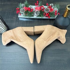 Steve Madden Suede Pointed-Toe Heeled Boots Tan Size 10M